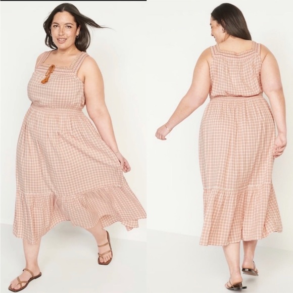 Old Navy X-Large Prairie Gingham
Peach Cocoa Plaid Tiered Cotton... - Picture 3 of 14